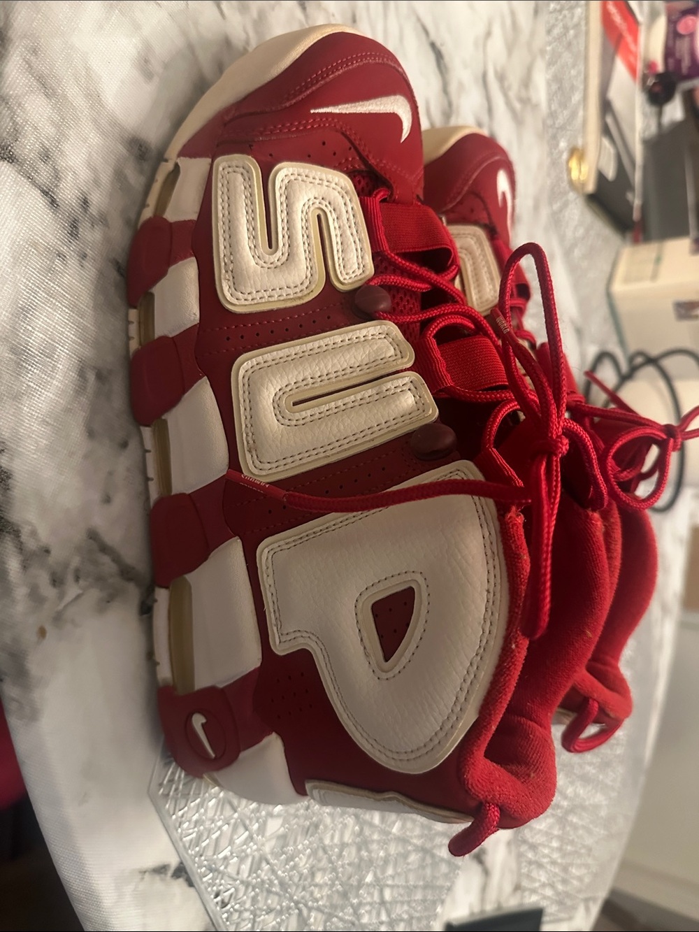 Supreme Red and White Nike and supreme Collab